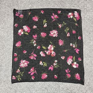 Echo Scarf Womens One Size Black Silk Floral Square Chiffon Sheer Retro